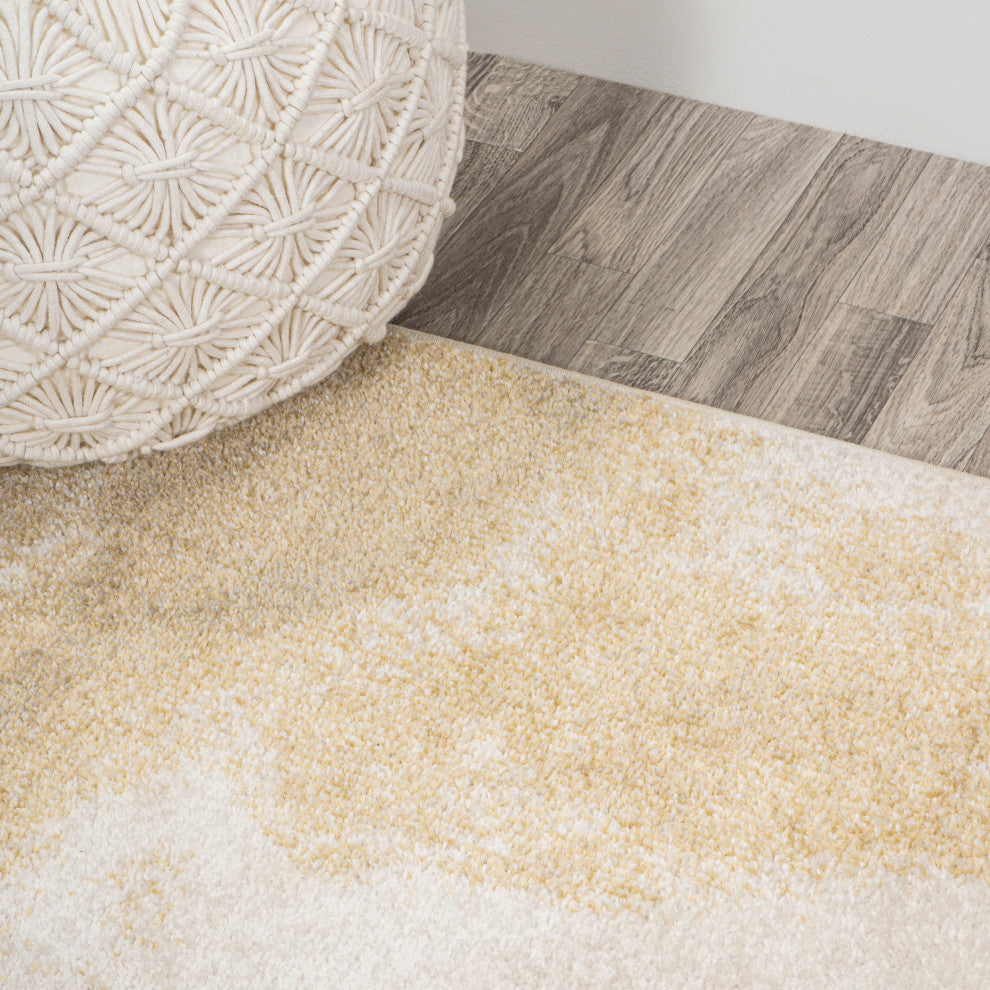 Petalo Abstract Two-Tone Modern Gold/Cream 5 ft. x 8 ft. Area Rug