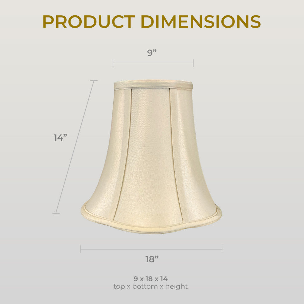 Royal Designs Bottom Outside Scallop Bell Lamp Shade, Beige, 9x18x14
