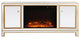 Rosie 60" Mirrored TV Stand With Wood Fireplace, Gold