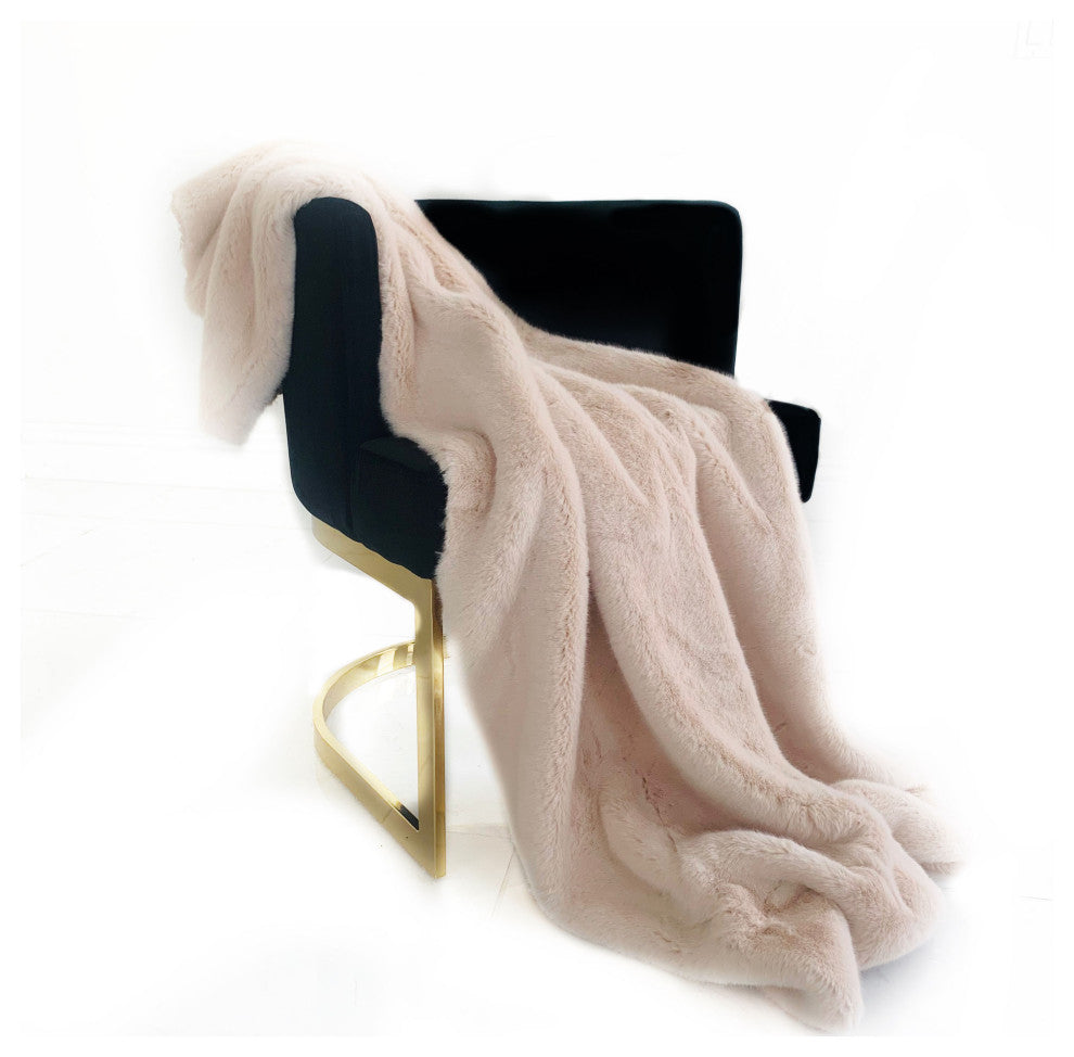 Plutus Pink Plush Faux Fur Luxury Throw Blanket, 80"x110"