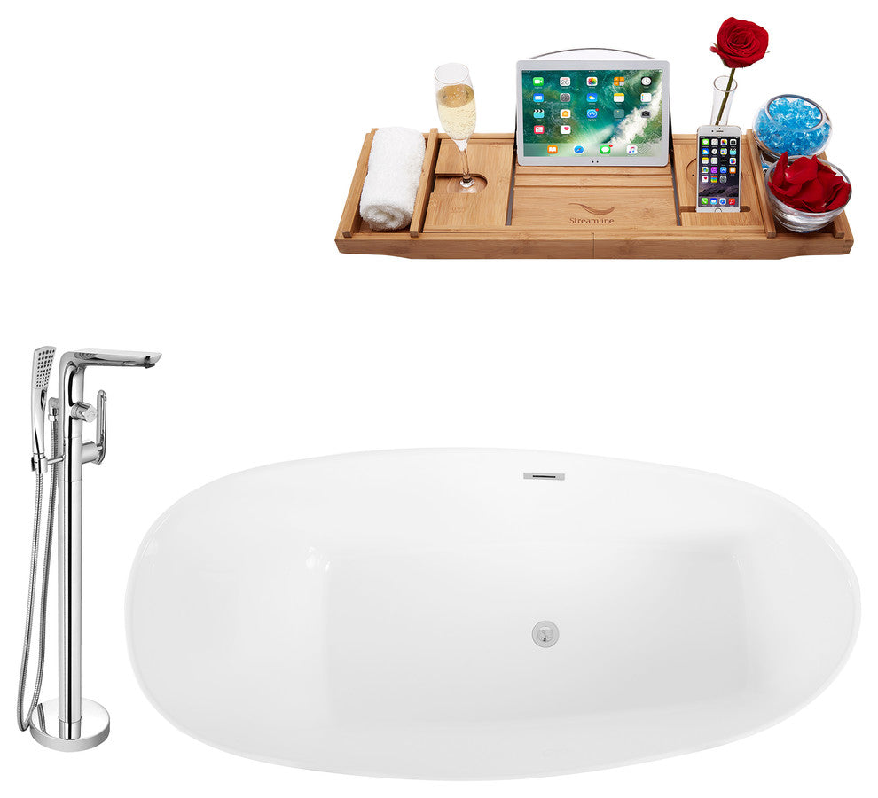 Tub, Faucet and Tray Set Streamline 67" Freestanding KH95-120