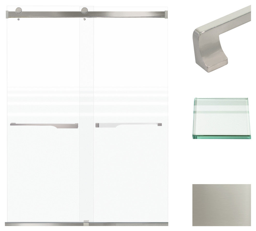 Transolid Brianna 60" W x 80" H Frameless Sliding Shower Door, Brushed Stainless
