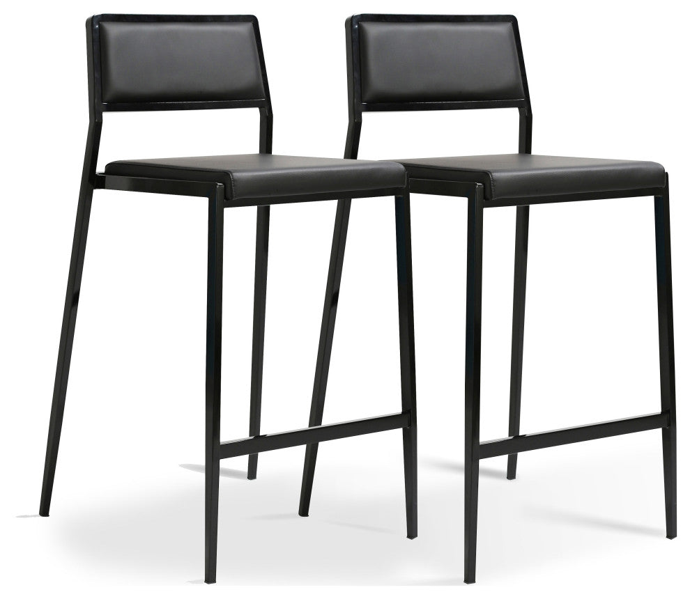Gale Performance Vegan Leather Stackable Stool, Set of 2, Black