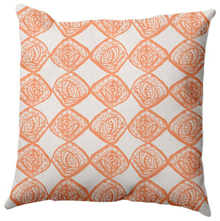 Cowry Check Outdoor Pillow, Orange, 16"x16"