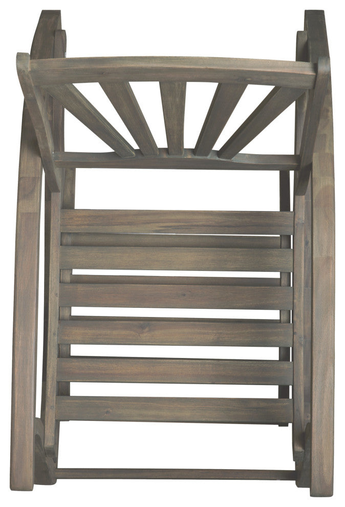 GDF Studio Alva Outdoor Acacia Wood Rocking Chair With Footrest, Gray Finish
