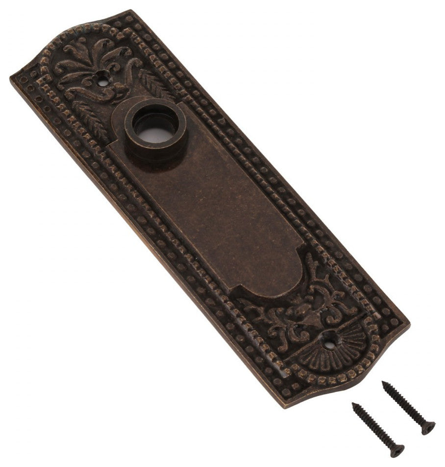 Door Back Plate Antique Brass Beaded Without Keyhole 7 1/4" H Pack of 4