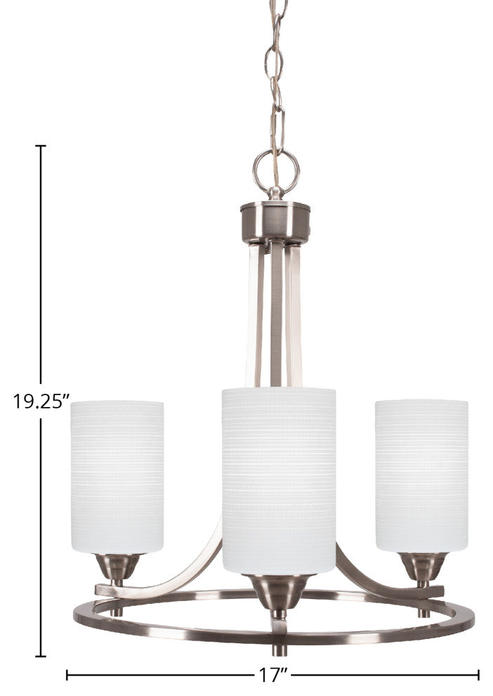 Paramount Uplight 3-Light Chandelier, Brushed Nickel, 4" White Matrix Glass