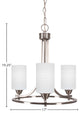 Paramount Uplight 3-Light Chandelier, Brushed Nickel, 4" White Matrix Glass