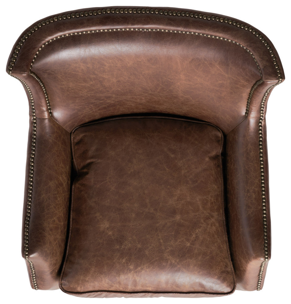 Tiller Top Grain Vintage Design Brown Leather Club Chair