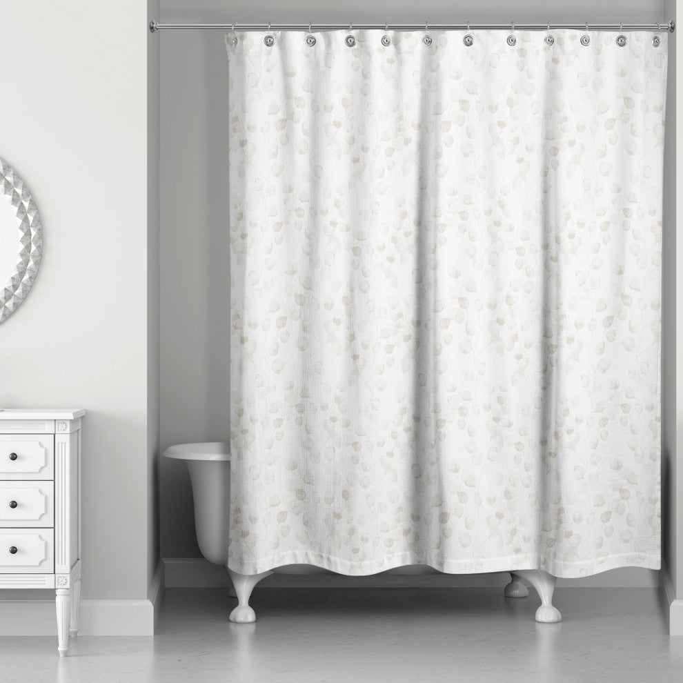 Beige Eucalyptus Pattern 71x74 Shower Curtain
