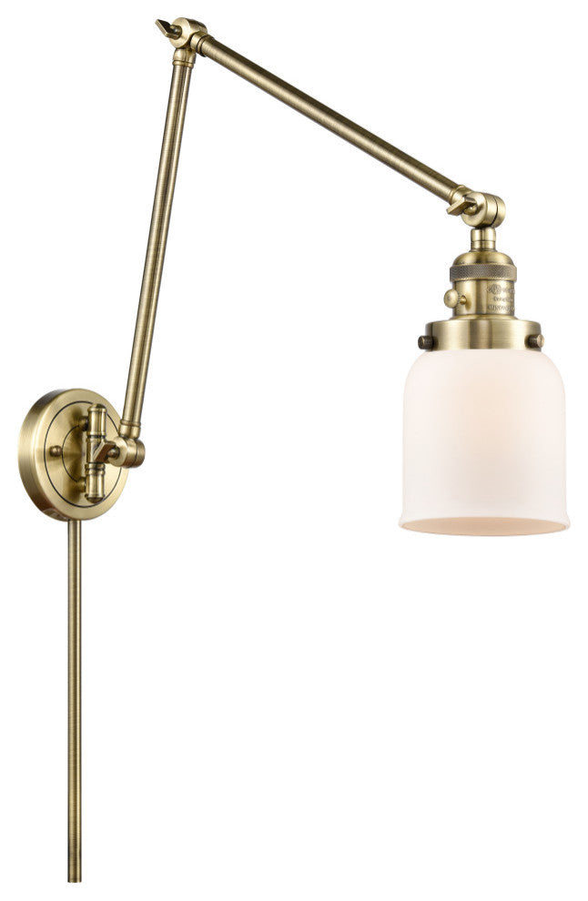 Bell Swing Arm With Switch, Antique Brass, Matte White, Matte White