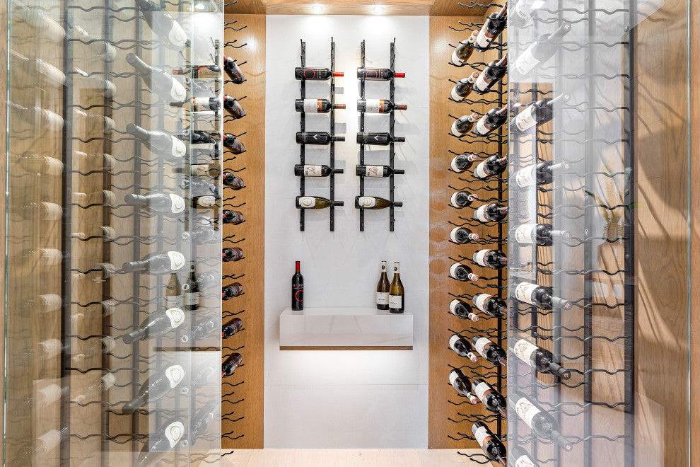 W Series Wine Rack 4 Wall Mounted Metal Bottle Storage, Gunmetal, 24 Bottles (Double Deep)