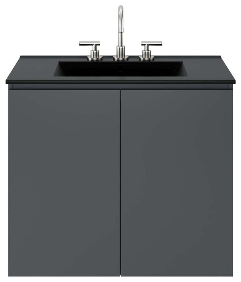 Bryn 30" Wall-Mount Bathroom Vanity, Gray Black
