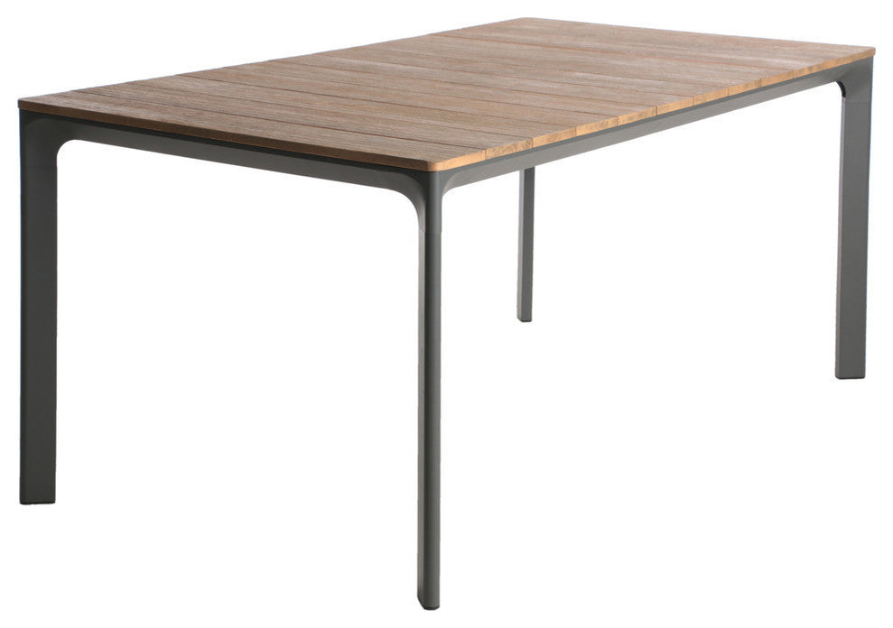 GDF Studio Jace Outdoor Aluminum and Wood Dining Table, Natural