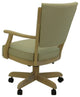Classic Caster Swivel Dining Chair on Wheels, Solid Wood, Ocean Beige Vinyl - Ct
