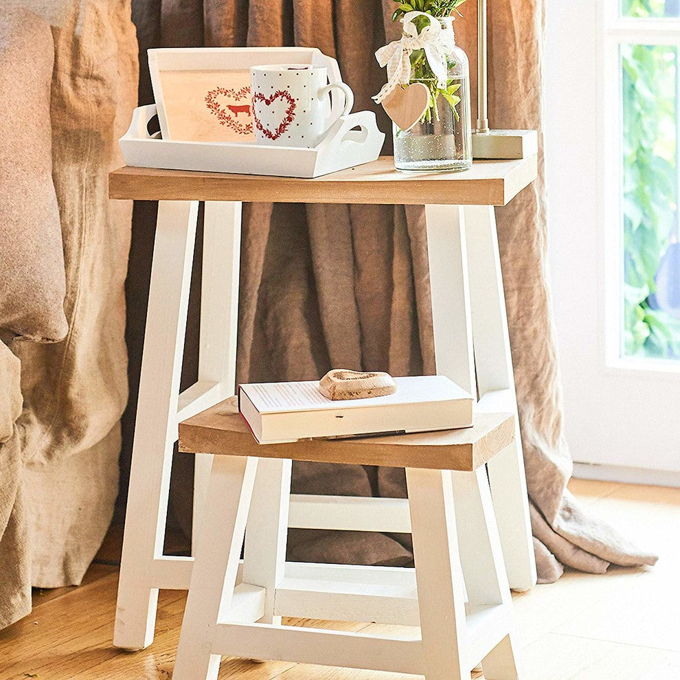 2 Piece Saddle Top Stool Set