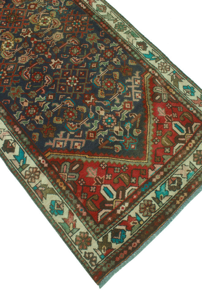 Fine Vintage Distressed Riya Navy/Ivory Runner, 2'11x13'7
