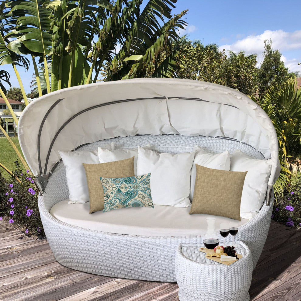 3-Piece Set Brown Ornate Indoor Outdoor Zippered Pillows