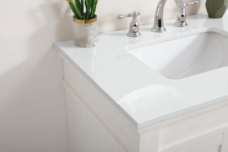 Home Living 30" Single Vanity, Antique White With Engineered Marble Top