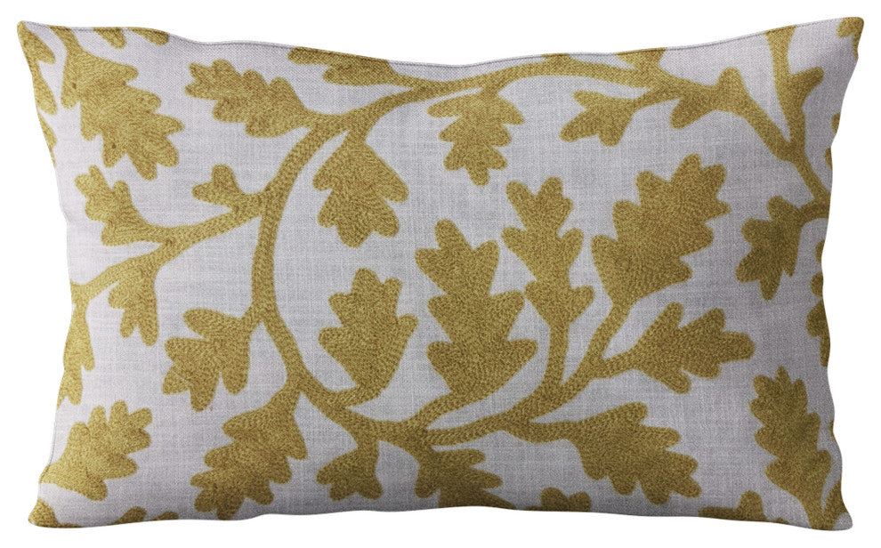Plutus Yellow Vine Floral Luxury Throw Pillow, 12"x20"