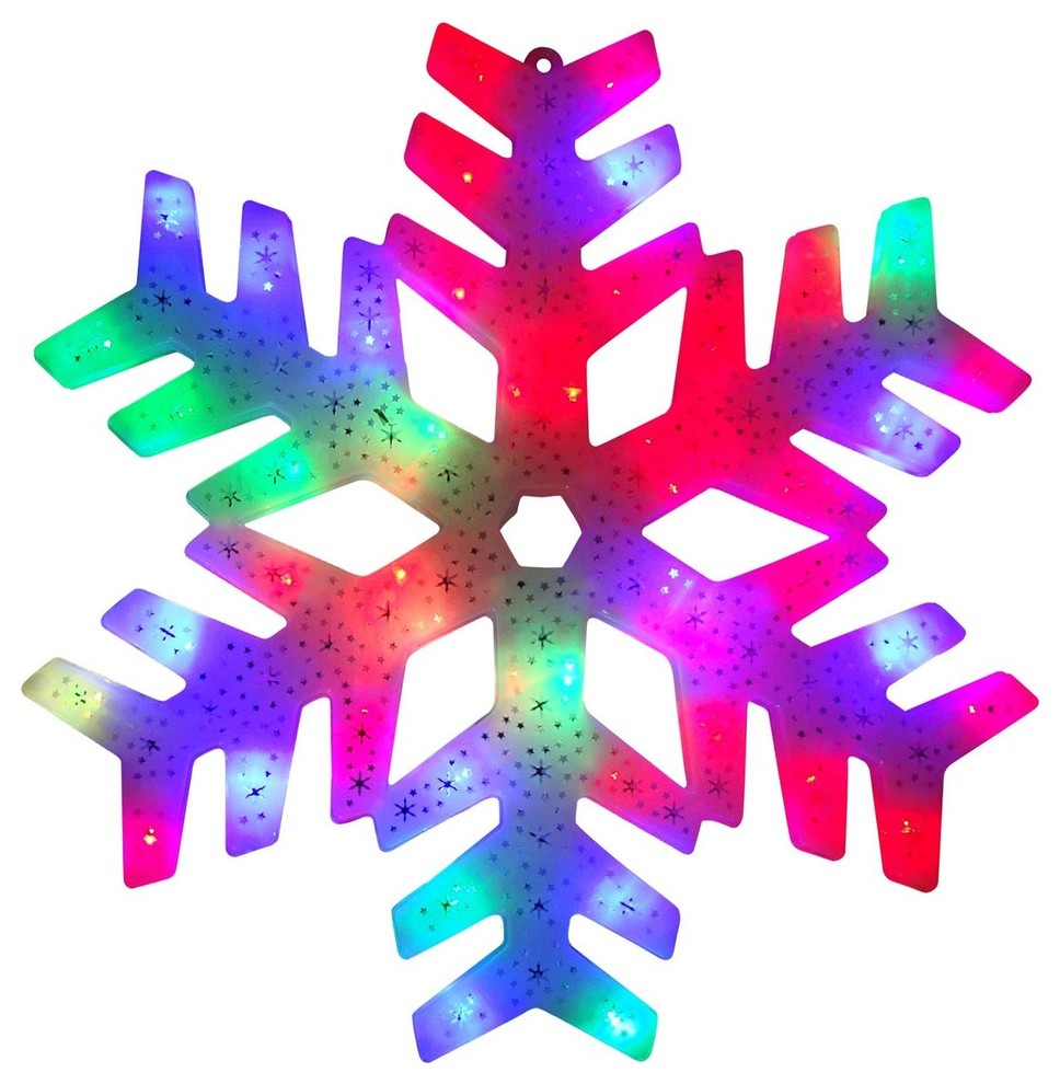 15" LED Color Changing Christmas Snowflake Window Silhouette