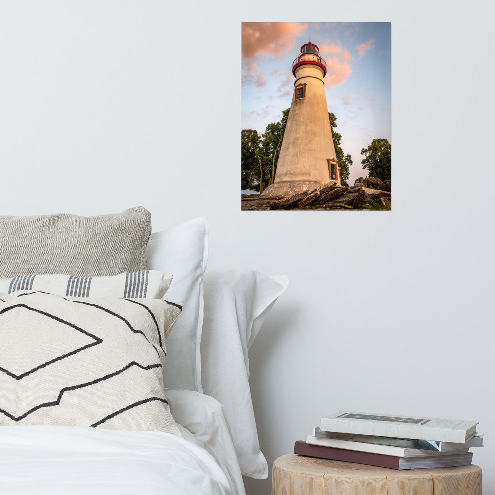 Marblehead Lighthouse at Sunset From the Shore Unframed Wall Art Prints, 16" X 20"
