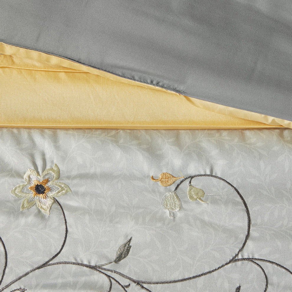 Madison Park Serene Embroidered 7 Piece Comforter Set, Yellow