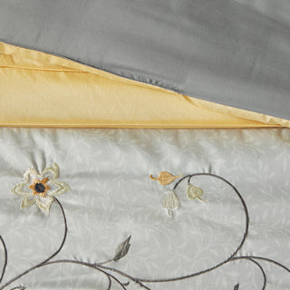 Madison Park Serene Embroidered 7 Piece Comforter Set, Yellow