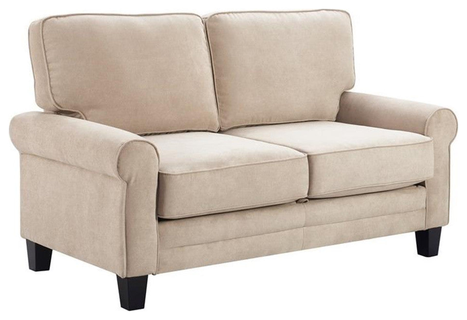 Serta Copenhagen 61" Round Arm Fabric Loveseat with Storage Soft Beige