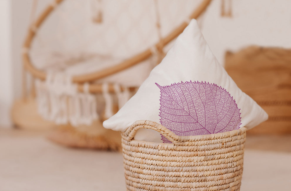 Leaf Study Indoor/Outdoor Throw Pillow, Orchid, 20"x20"