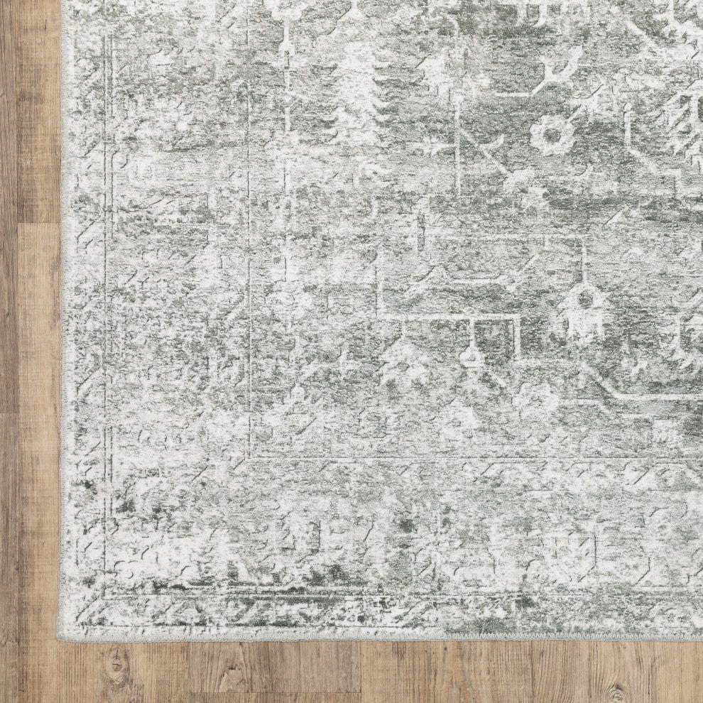 Malibu Mal08 Sage Green/Grey 2' x 8' Rug