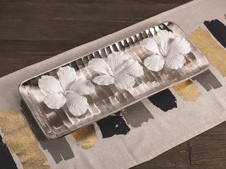 White Bone Wall and Table Decor, China Hibiscus Flower, Set of 3