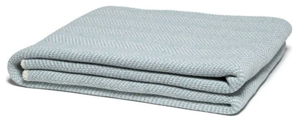 In2green Herringbone Eco Throw, Blue Pond