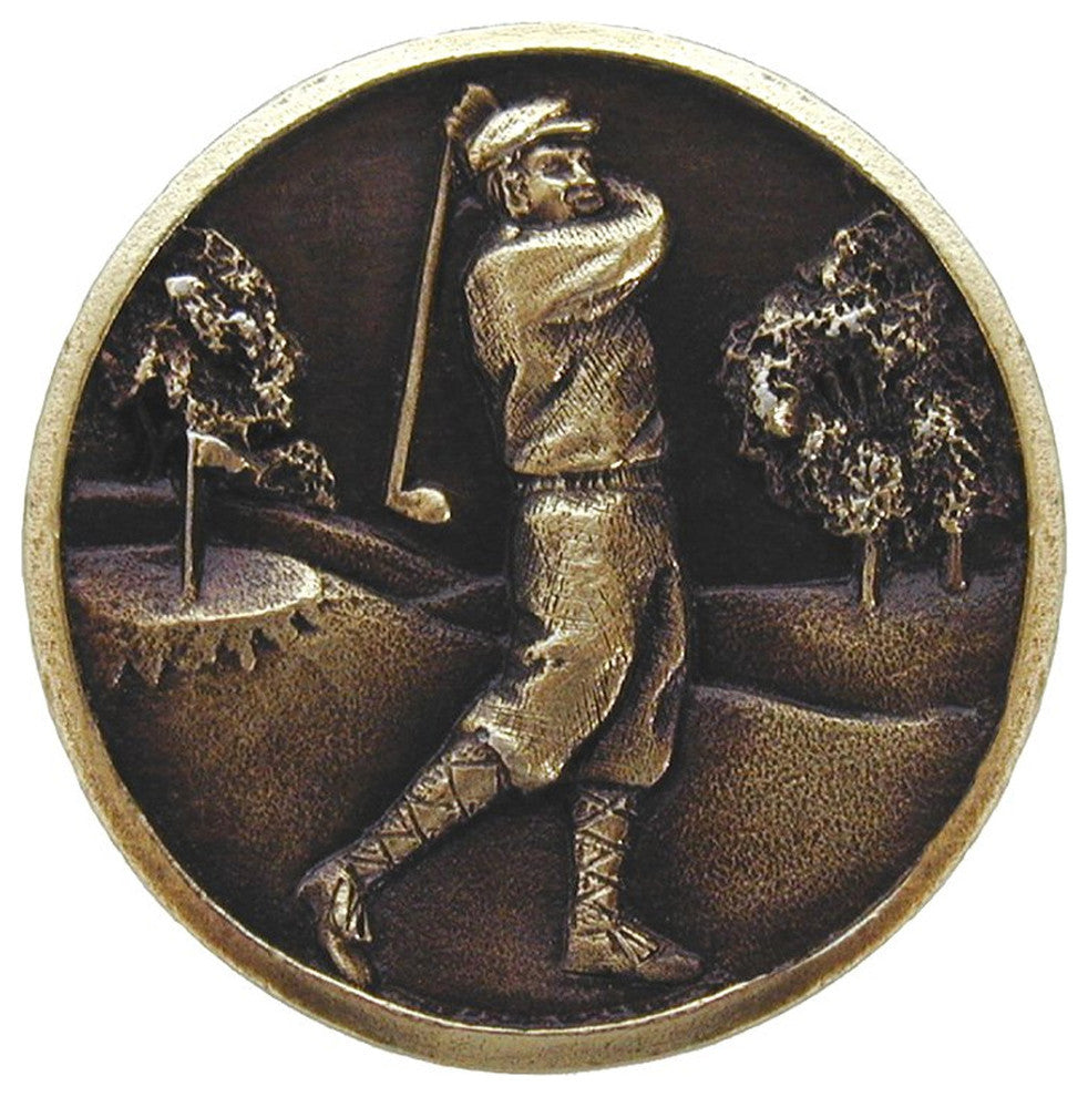 Gentleman Golfer Knob, Antique Brass