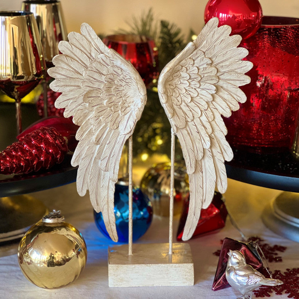 Angel Wings Decorative Free Standing Sculpture, 15 Inches