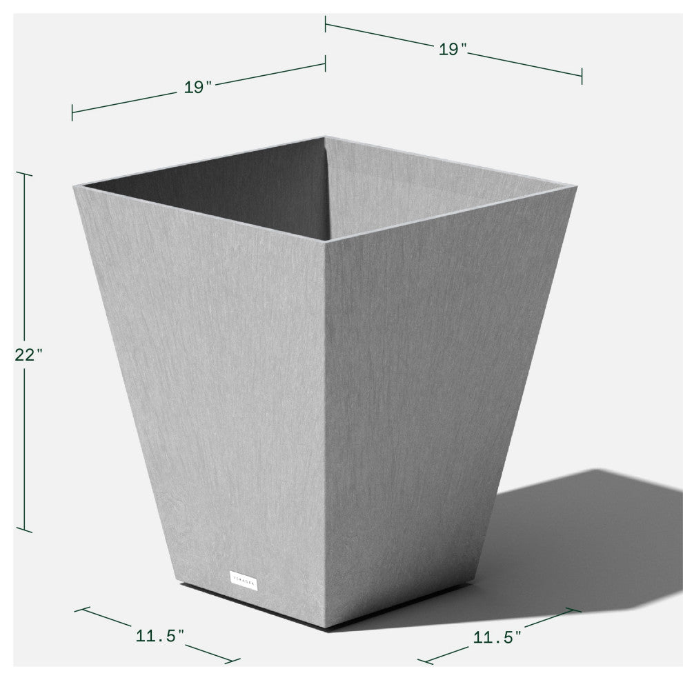 Nobleton Square Planter, Grey, 22 Inch, 1 Pack