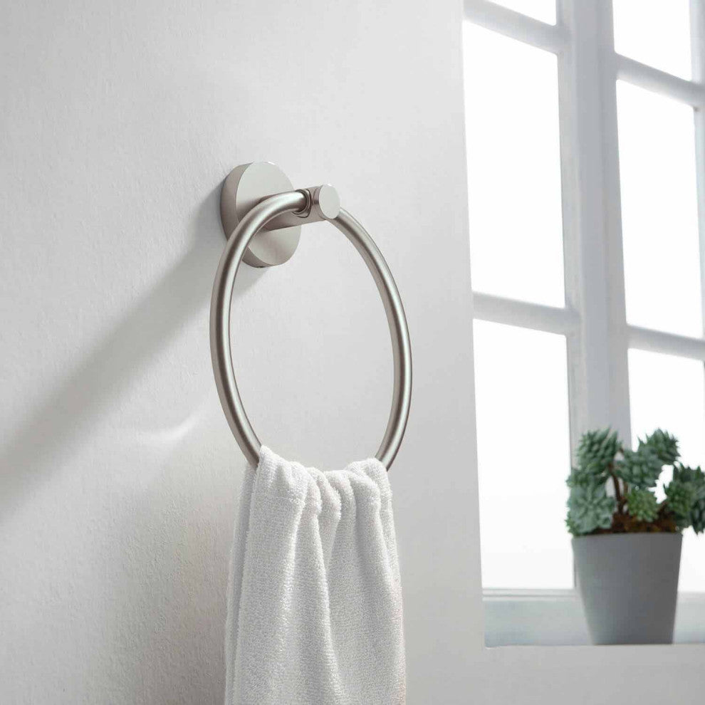 Circular Bathroom Towel Ring, Brushed Nickel