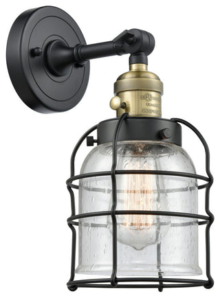 Small Bell Cage 1-Light Sconce, Black Antique Brass, Seedy