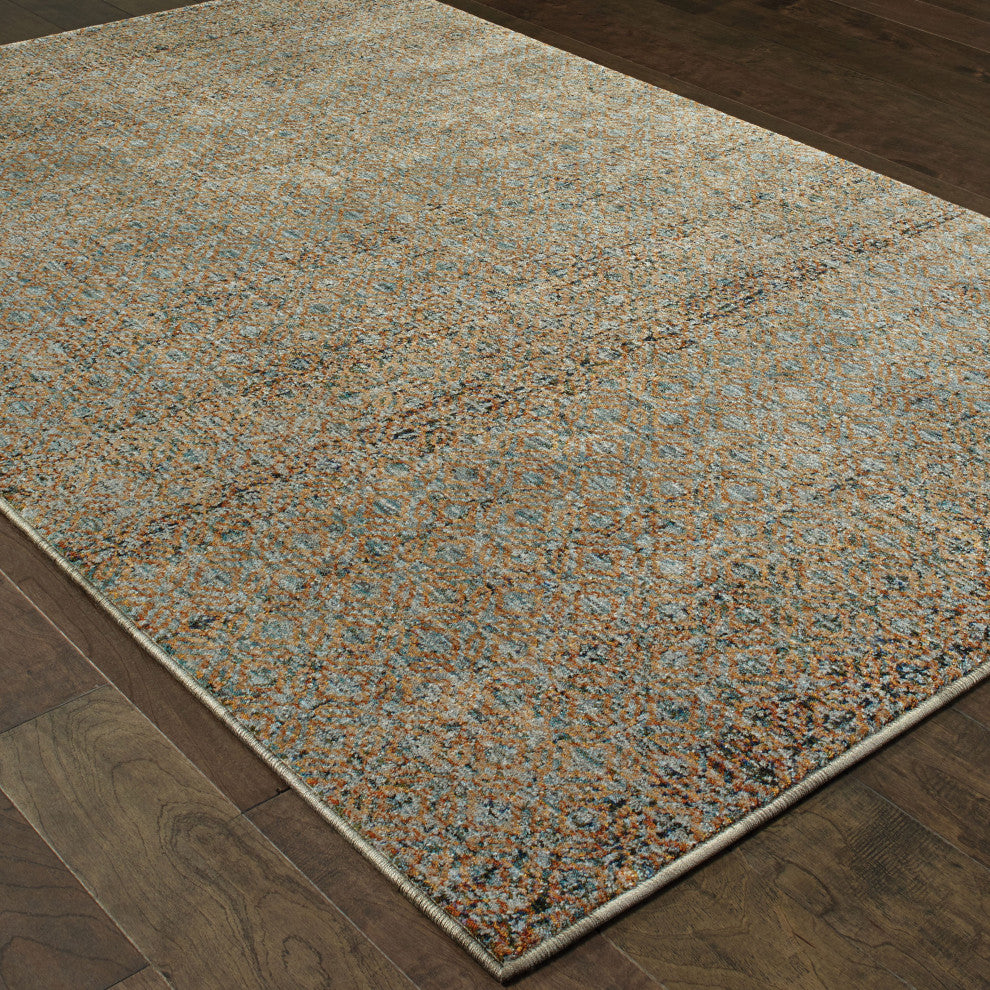 Aegina Diamonds Blue/Gold Area Rug, 3'3"x5'2"