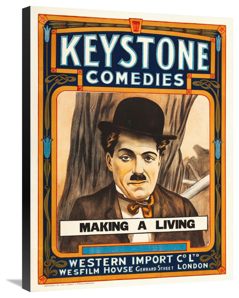 "Charlie Chaplin - Making A Living, 1914" Canvas Giclee, 23"x30"