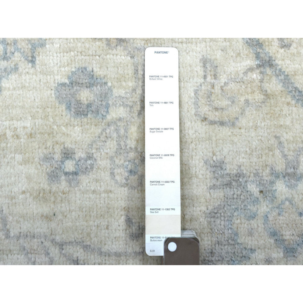 Gray Afghan Angora Oushak Hand Knotted Natural Wool Oriental Rug, 8'1" x 9'8"
