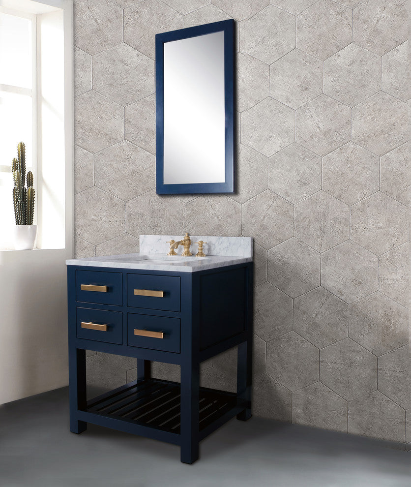 Madalyn 30" Monarch Blue Bathroom Vanity With Satin Brass Faucet