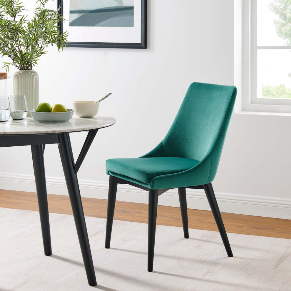 Side Dining Chair, Set of 2, Teal Blue, Velvet, Modern, Cafe Bistro Hospitality