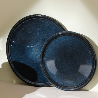 Stone Lain Eden Stoneware Dinner Plate Set of 4, Dark Blue