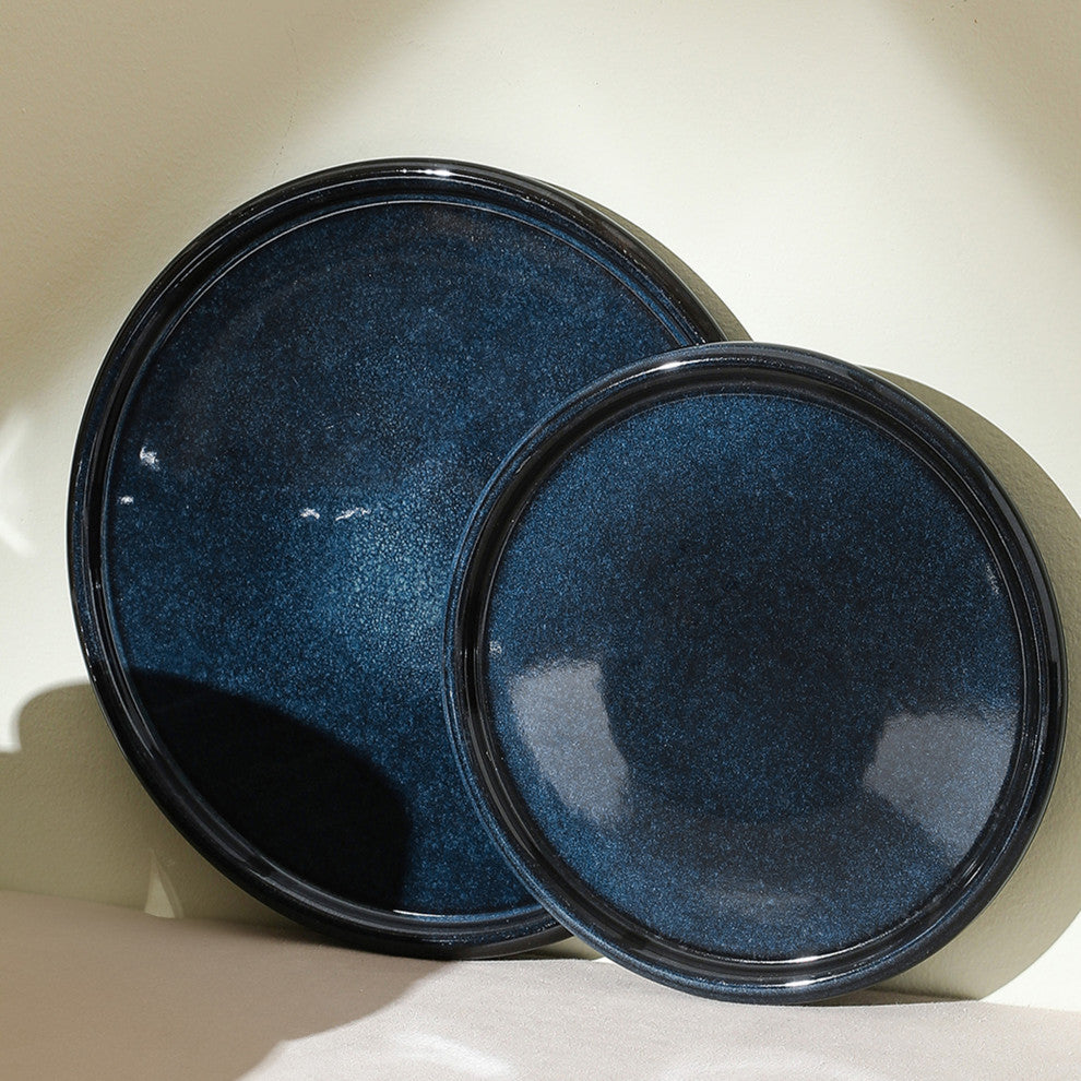 Stone Lain Eden Stoneware Dinner Plate Set of 4, Dark Blue