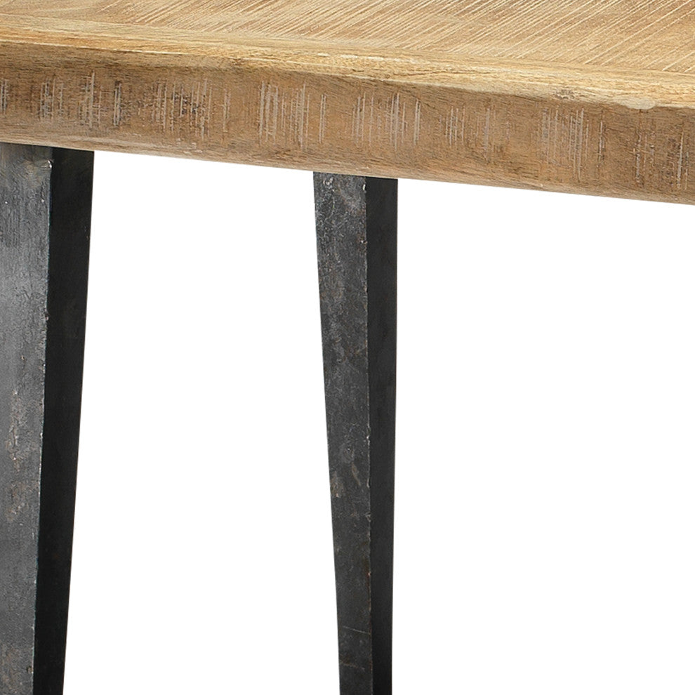 Rustic Minimalist Wood Iron 57" Bench Dining Table Seat Long Natural Classic
