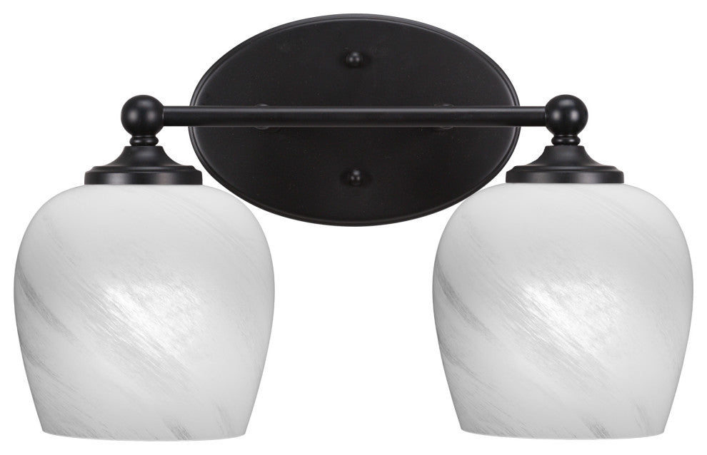 Capri 2-Light Bath Bar, Matte Black/White Marble