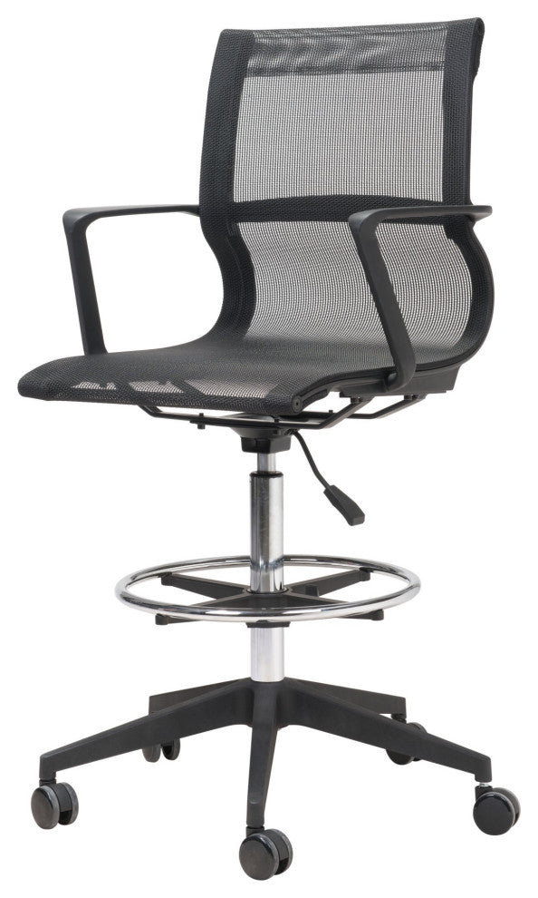 Computer Work Desk Chair, Fabric, Steel, Black, Chrome, Home Business Office