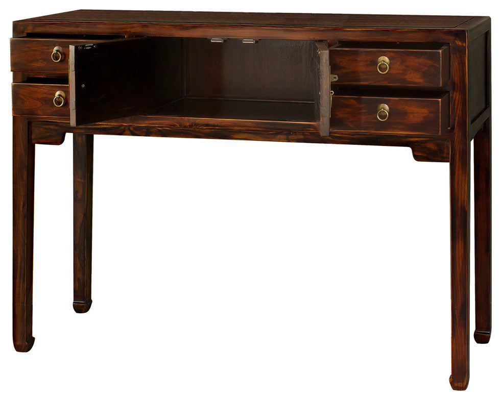 Mahogany Finish Elmwood Chinese Mandarin Console