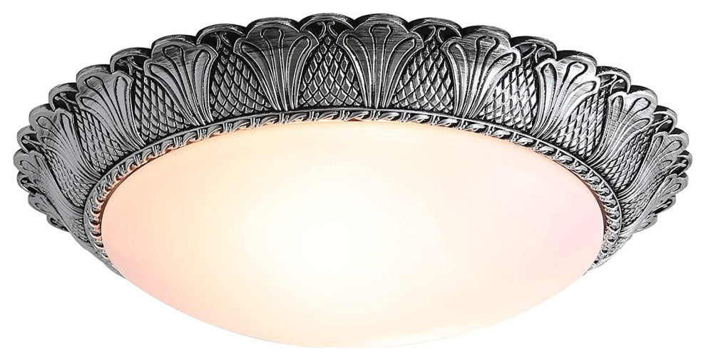 2 Light Flush Mount Ceiling Light, 13", Round